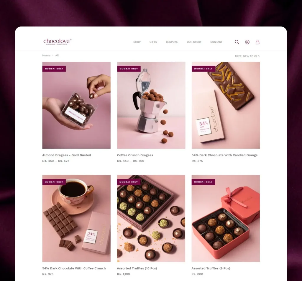 Chocolove shop page