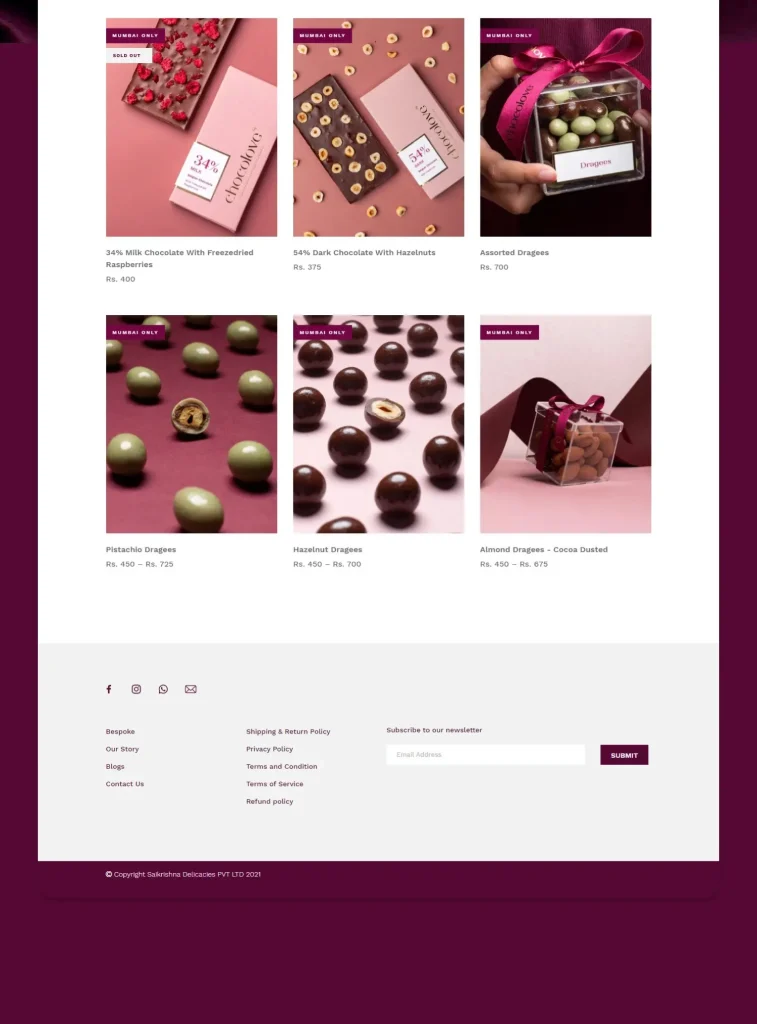 Chocolove shop page